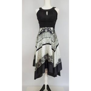 Signature by Sangria Black Grey Scarf Dress 4 EUC